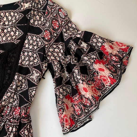 Free People Hayden Floral Lace Valley Printed Swing Dress Bell Sleeve - Picture 6 of 11